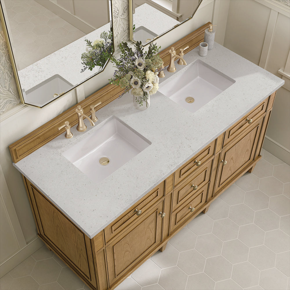 James Martin - Lorelai 60" Double Vanity, Light Natural Oak w/ 3 CM Lime Delight Silestone Top - 424-V60D-LNO-3LDL view 7