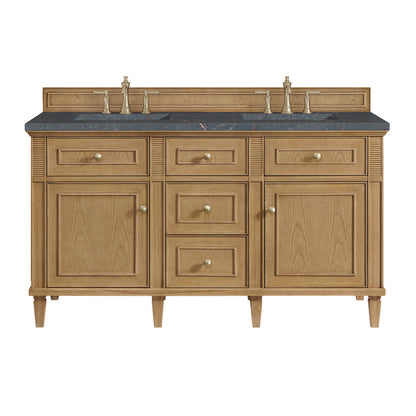James Martin - Lorelai 60" Double Vanity, Light Natural Oak w/ 3 CM Parisien Bleu Silestone Top - 424-V60D-LNO-3PBL view 1