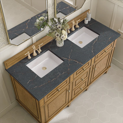 James Martin - Lorelai 60" Double Vanity, Light Natural Oak w/ 3 CM Parisien Bleu Silestone Top - 424-V60D-LNO-3PBL view 7