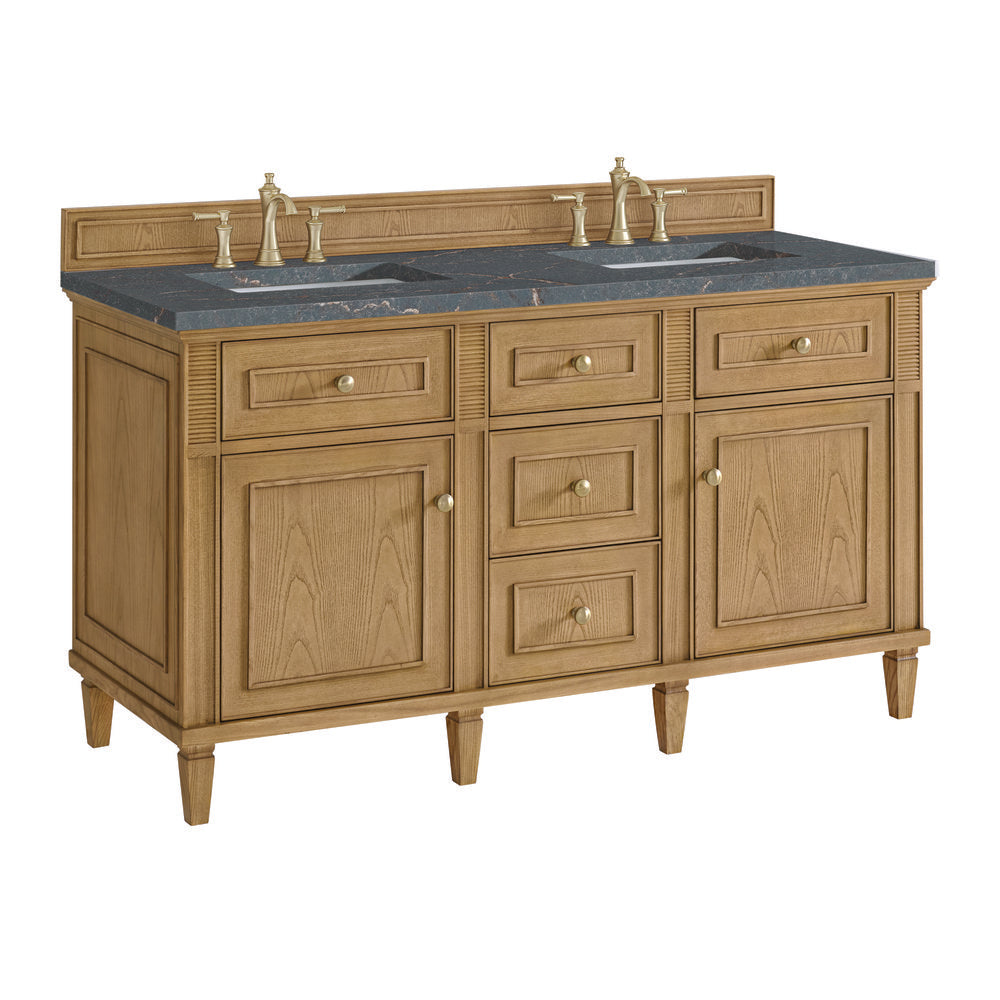 James Martin - Lorelai 60" Double Vanity, Light Natural Oak w/ 3 CM Parisien Bleu Silestone Top - 424-V60D-LNO-3PBL view 10