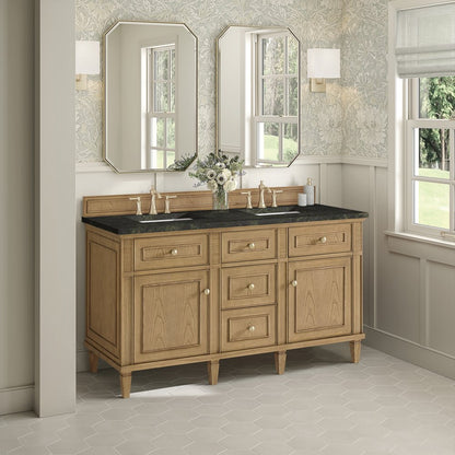 James Martin - Lorelai 60" Double Vanity, Light Natural Oak, w/ 3 CM Phantome Eclos Top - 424-V60D-LNO-3PHT view 4