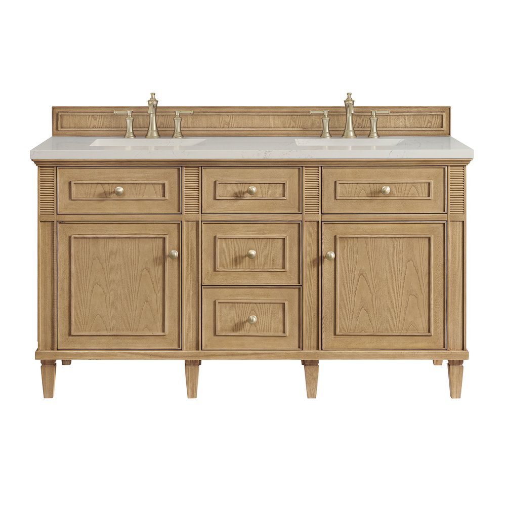 James Martin - Lorelai 60" Double Vanity, Light Natural Oak, w/ 3 CM Siberian Silestone Top - 424-V60D-LNO-3SFR view 1