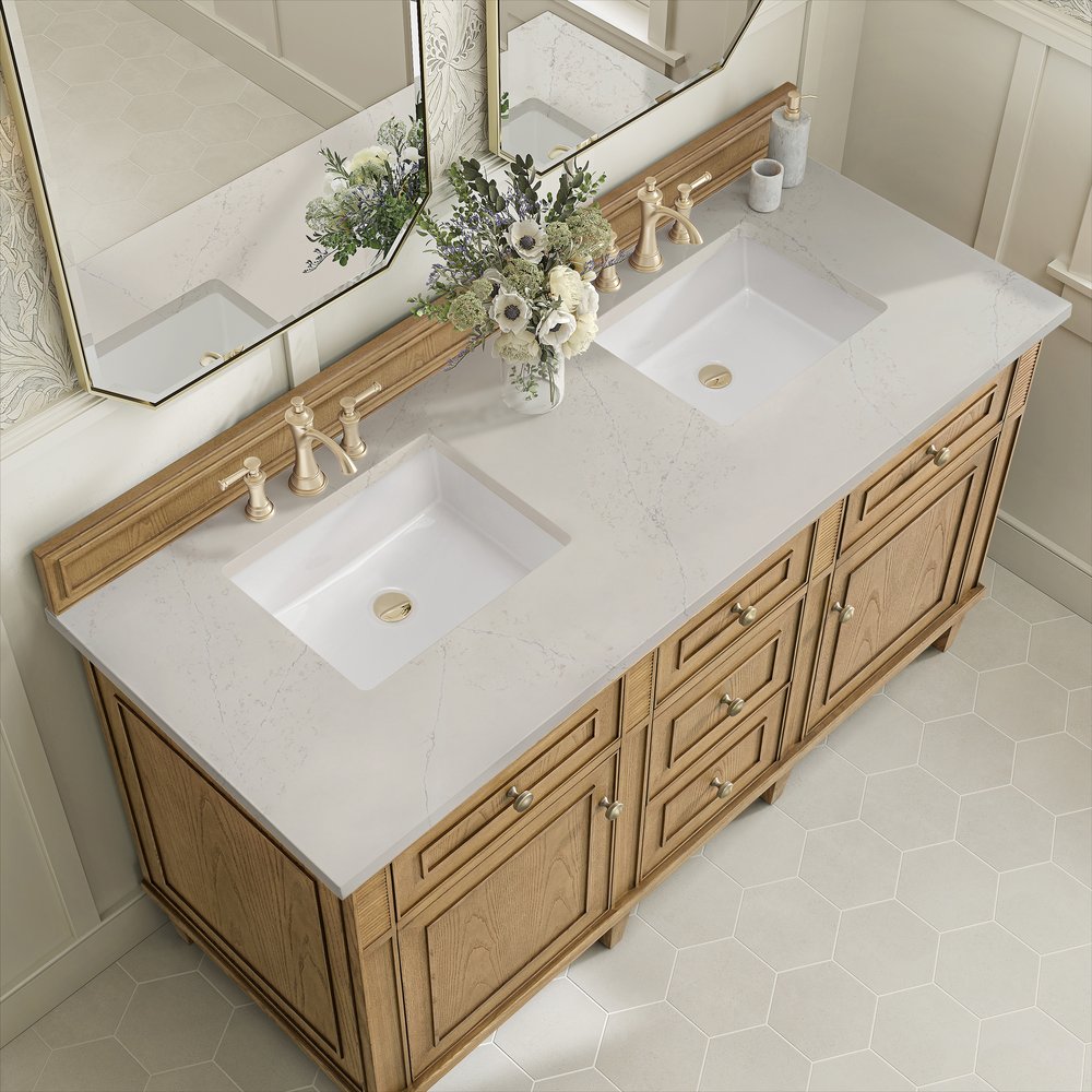 James Martin - Lorelai 60" Double Vanity, Light Natural Oak, w/ 3 CM Siberian Silestone Top - 424-V60D-LNO-3SFR view 7