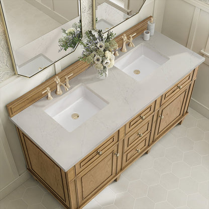 James Martin - Lorelai 60" Double Vanity, Light Natural Oak, w/ 3 CM Siberian Silestone Top - 424-V60D-LNO-3SFR view 7