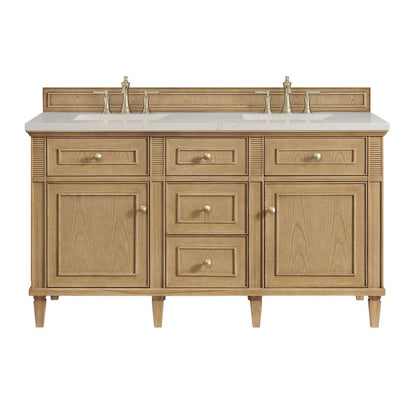 James Martin - Lorelai 60" Double Vanity, Light Natural Oak, w/ 3 CM Siberian Silestone Top w/FreePower Wireless Charger - 424-V60D-LNO-FSFR view 1
