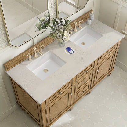 James Martin - Lorelai 60" Double Vanity, Light Natural Oak, w/ 3 CM Siberian Silestone Top w/FreePower Wireless Charger - 424-V60D-LNO-FSFR view 7