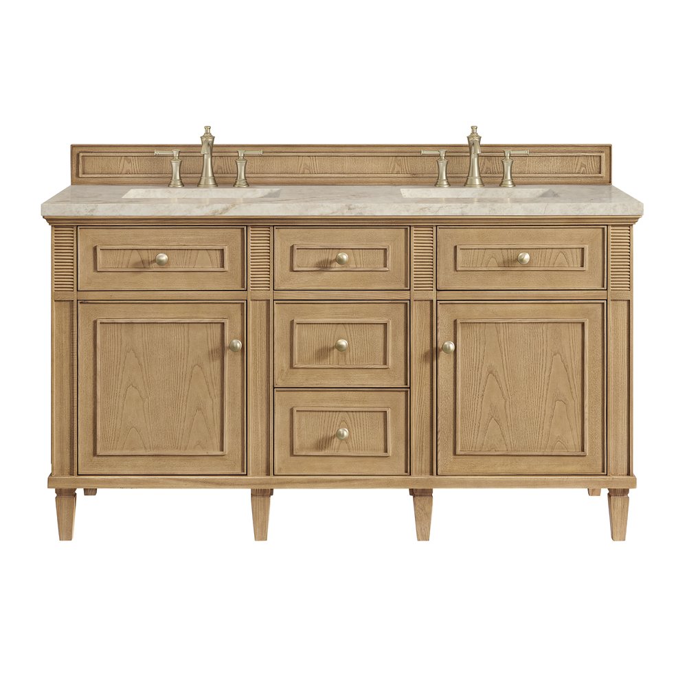 James Martin - Lorelai 60" Double Vanity, Light Natural Oak, w/ 3 CM Tajnar Eclos Top - 424-V60D-LNO-3TJR view 1