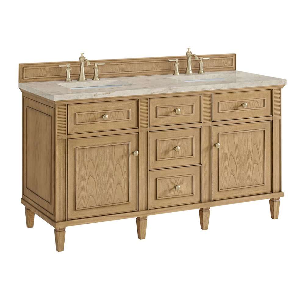 James Martin - Lorelai 60" Double Vanity, Light Natural Oak, w/ 3 CM Tajnar Eclos Top - 424-V60D-LNO-3TJR view 10