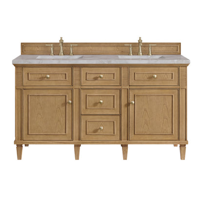 James Martin - Lorelai 60" Double Vanity, Light Natural Oak w/ 3 CM Victorian Silver Silestone Top - 424-V60D-LNO-3VSL view 1