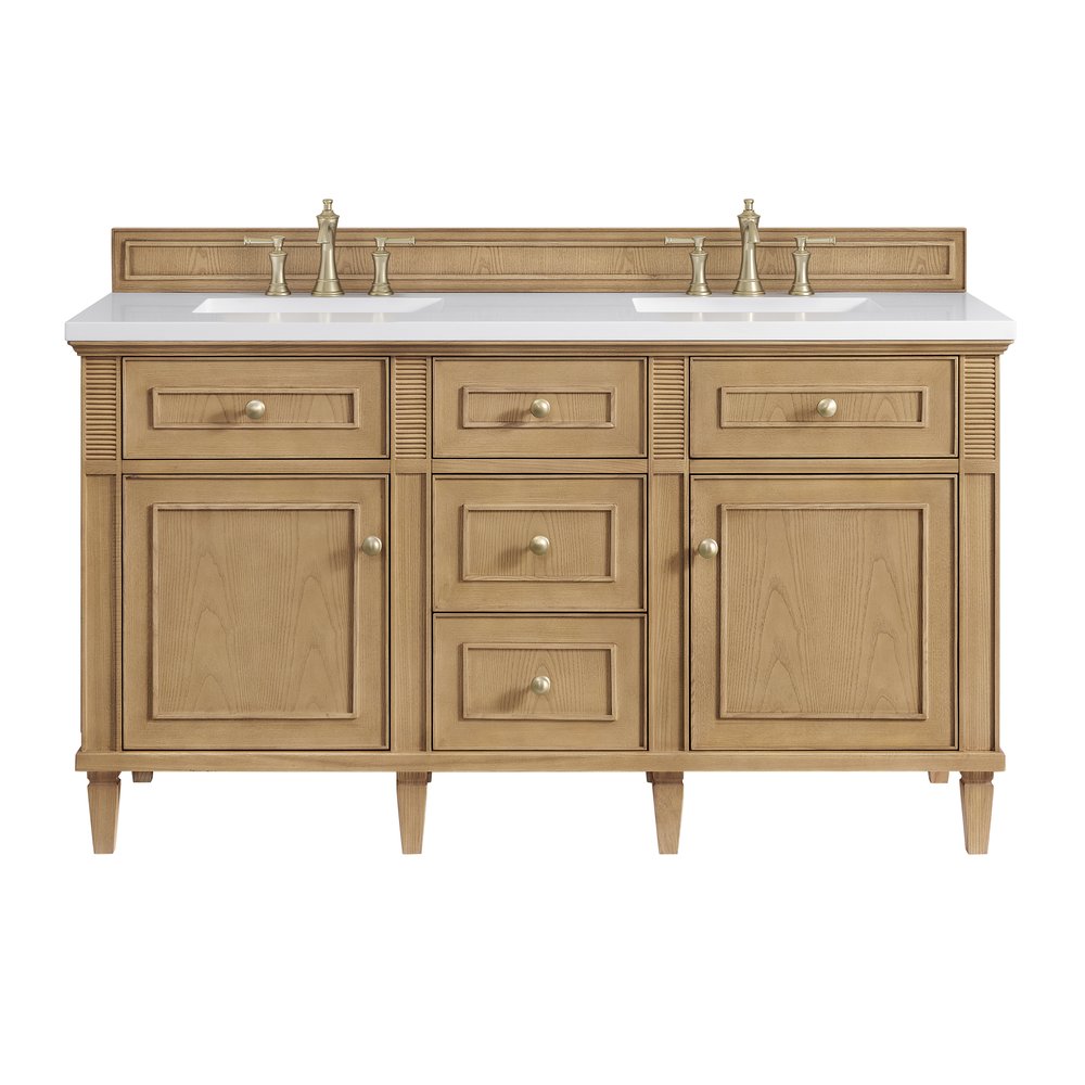 James Martin - Lorelai 60" Double Vanity, Light Natural Oak w/ 3 CM White Zeus Silestone Top - 424-V60D-LNO-3WZ view 1