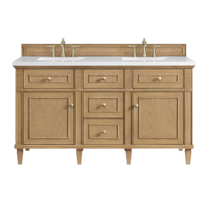 James Martin - Lorelai 60" Double Vanity, Light Natural Oak w/ 3 CM White Zeus Silestone Top - 424-V60D-LNO-3WZ view 1