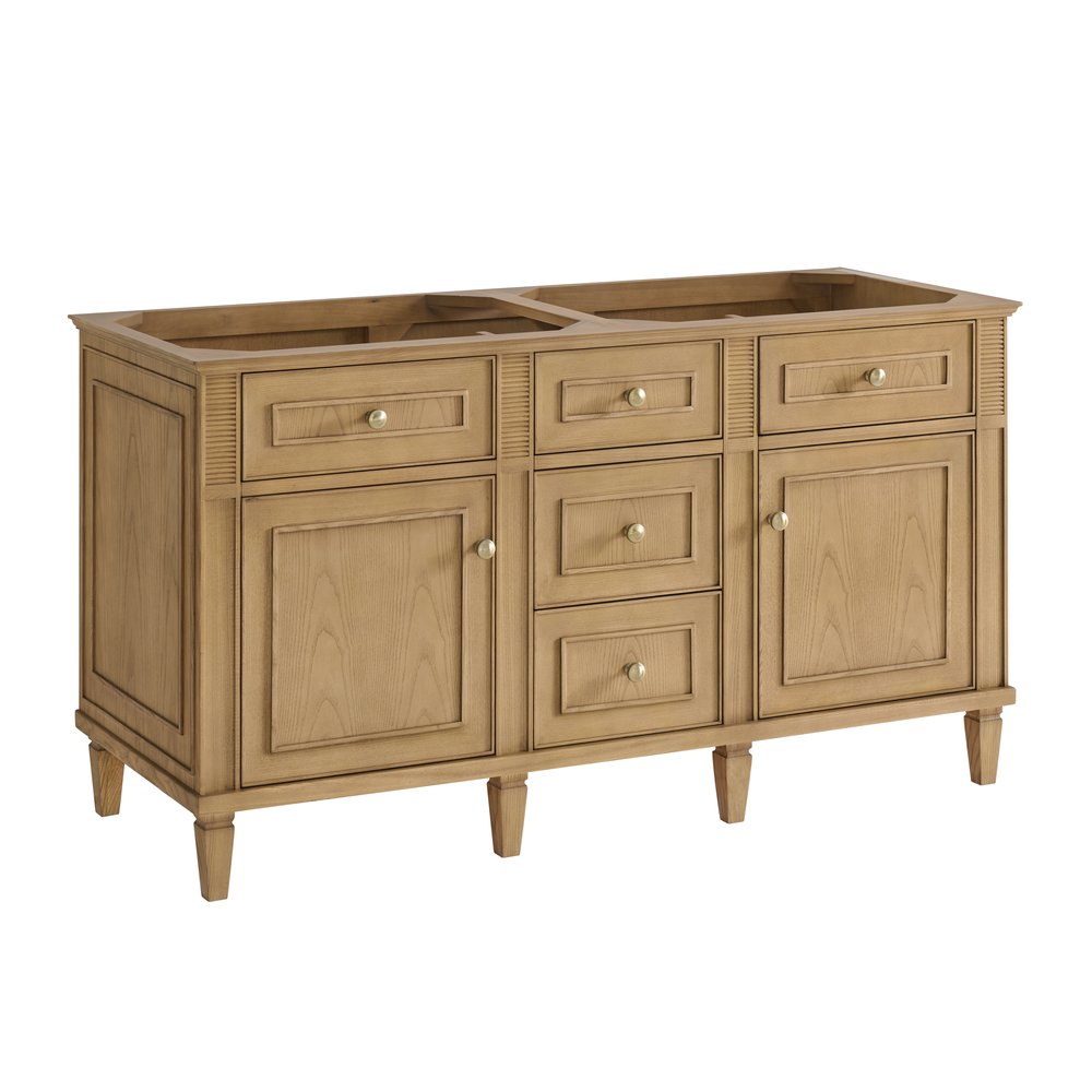 James Martin - Lorelai 60" Double Vanity, Light Natural Oak w/ 3 CM White Zeus Silestone Top - 424-V60D-LNO-3WZ view 2