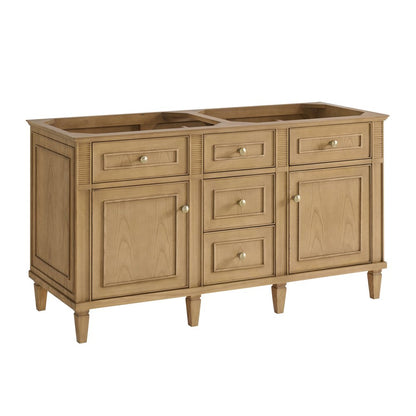 James Martin - Lorelai 60" Double Vanity, Light Natural Oak w/ 3 CM White Zeus Silestone Top - 424-V60D-LNO-3WZ view 2