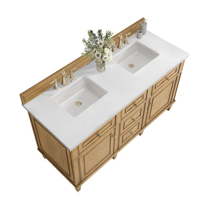 James Martin - Lorelai 60" Double Vanity, Light Natural Oak w/ 3 CM White Zeus Silestone Top - 424-V60D-LNO-3WZ view 8
