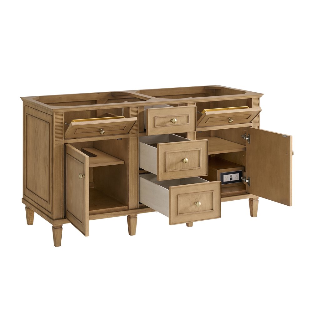James Martin - Lorelai 60" Double Vanity, Light Natural Oak w/ 3 CM White Zeus Silestone Top - 424-V60D-LNO-3WZ view 10