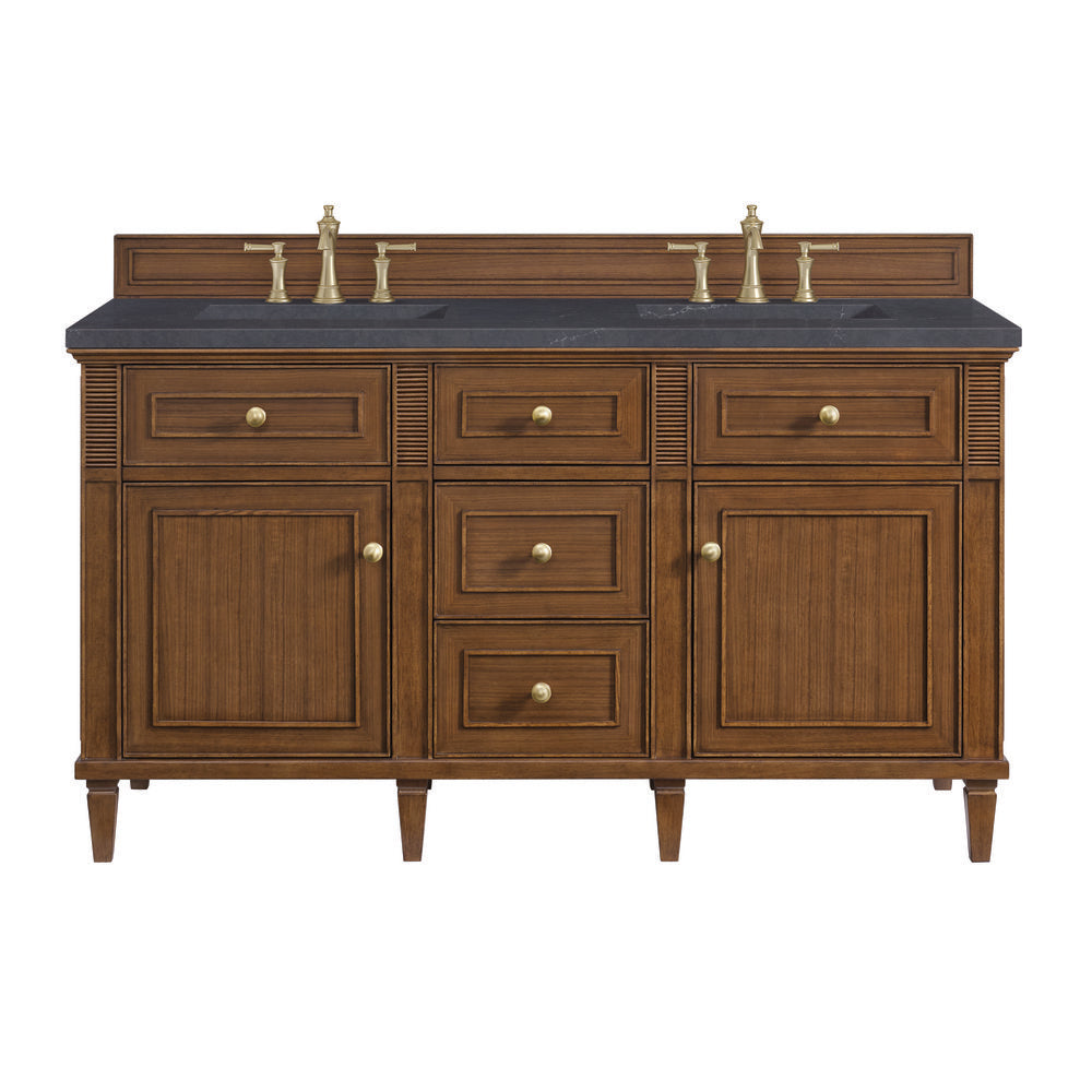 James Martin - Lorelai 60" Double Vanity, Mid-Century Walnut w/ 3 CM Charcoal Soapstone Silestone Top - 424-V60D-WLT-3CSP view 1