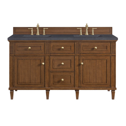 James Martin - Lorelai 60" Double Vanity, Mid-Century Walnut w/ 3 CM Charcoal Soapstone Silestone Top - 424-V60D-WLT-3CSP view 1