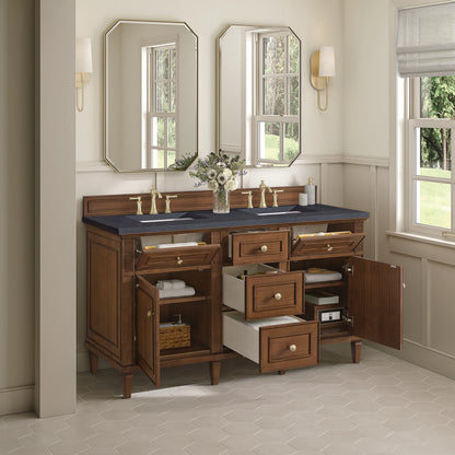 James Martin - Lorelai 60" Double Vanity, Mid-Century Walnut w/ 3 CM Charcoal Soapstone Silestone Top - 424-V60D-WLT-3CSP view 5