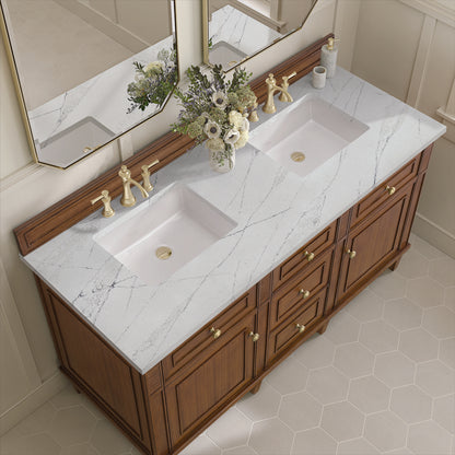 James Martin - Lorelai 60" Double Vanity, Mid-Century Walnut w/ 3 CM Ethereal Noctis Silestone Top - 424-V60D-WLT-3ENC view 7