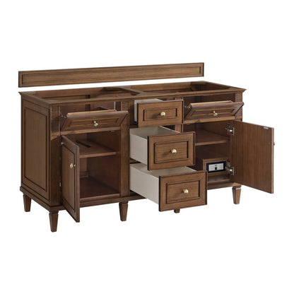 James Martin - Lorelai 60" Double Vanity, Mid-Century Walnut w/ 3 CM Ethereal Noctis Silestone Top - 424-V60D-WLT-3ENC view 8