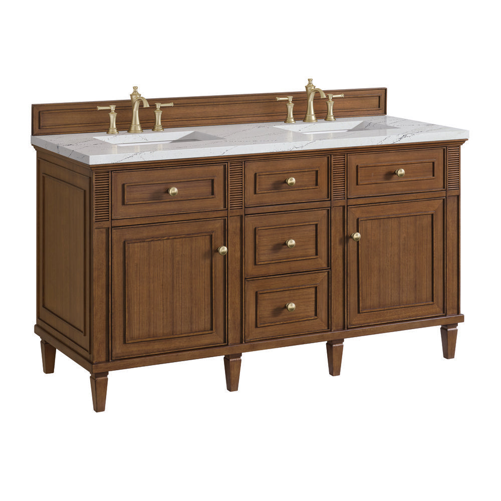 James Martin - Lorelai 60" Double Vanity, Mid-Century Walnut w/ 3 CM Ethereal Noctis Silestone Top - 424-V60D-WLT-3ENC view 10