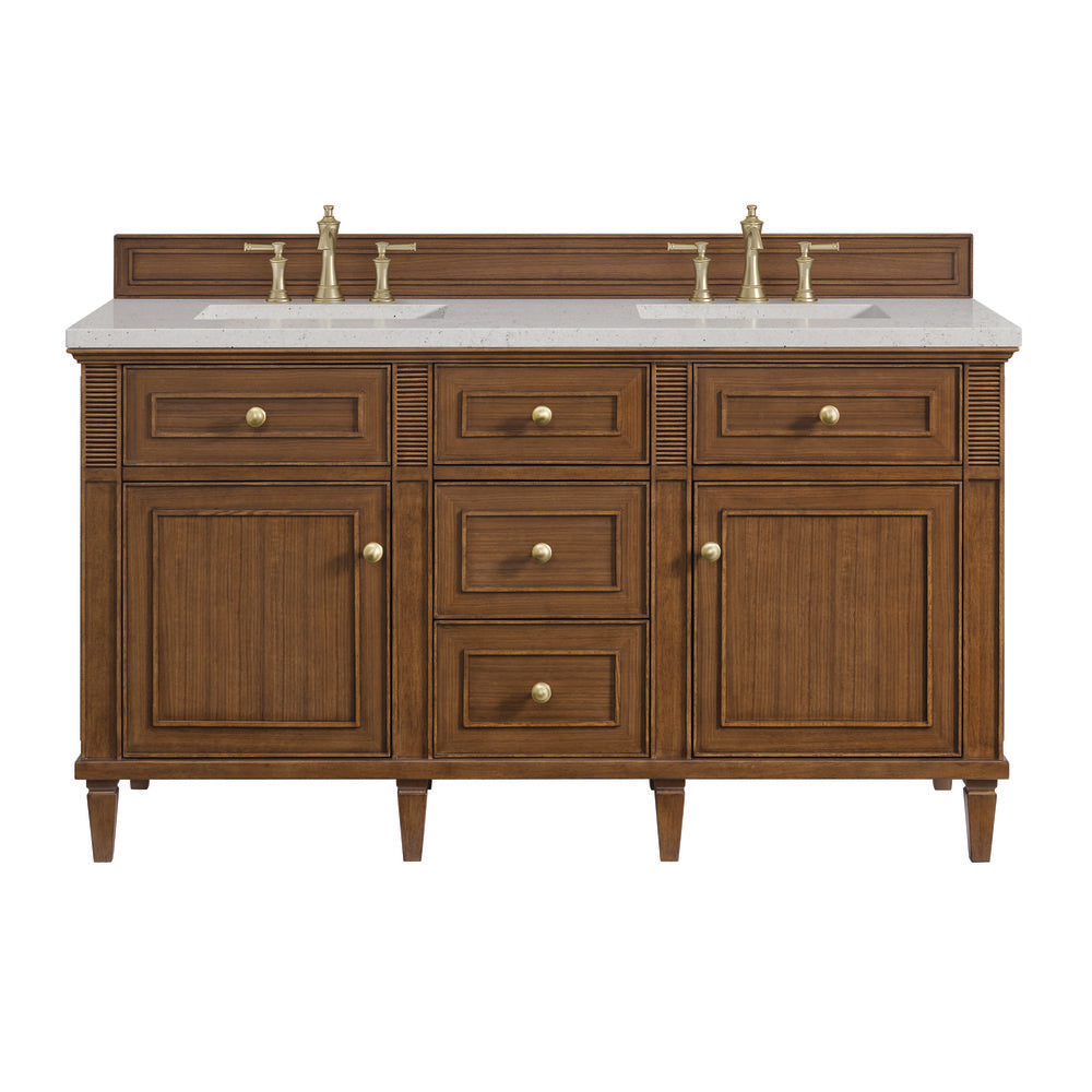James Martin - Lorelai 60" Double Vanity, Mid-Century Walnut w/ 3 CM Lime Delight Silestone Top - 424-V60D-WLT-3LDL view 1