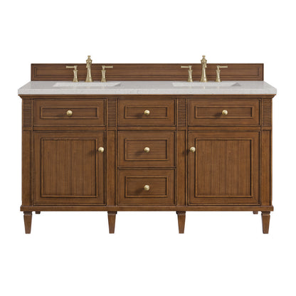 James Martin - Lorelai 60" Double Vanity, Mid-Century Walnut w/ 3 CM Lime Delight Silestone Top - 424-V60D-WLT-3LDL view 1