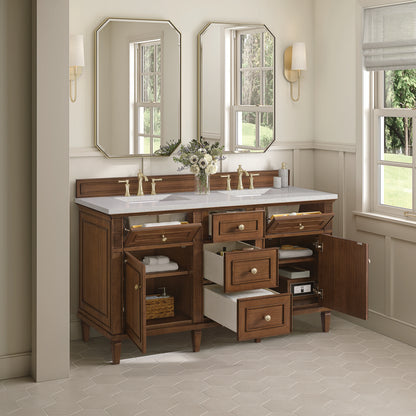 James Martin - Lorelai 60" Double Vanity, Mid-Century Walnut w/ 3 CM Lime Delight Silestone Top - 424-V60D-WLT-3LDL view 5
