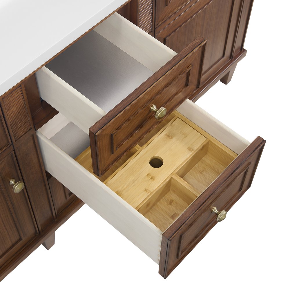 James Martin - Lorelai 60" Double Vanity, Mid-Century Walnut w/ 3 CM Parisien Bleu Silestone Top - 424-V60D-WLT-3PBL view 13