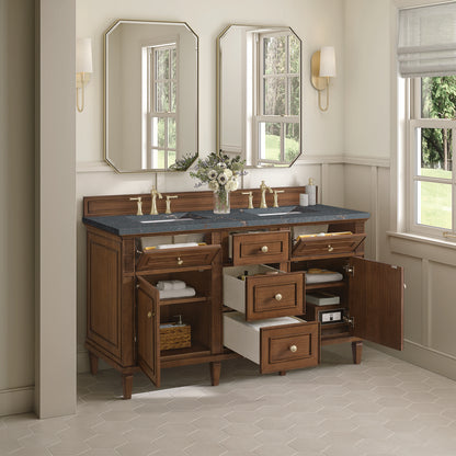 James Martin - Lorelai 60" Double Vanity, Mid-Century Walnut w/ 3 CM Parisien Bleu Silestone Top w/FreePower Wireless Charger - 424-V60D-WLT-FPBL view 6