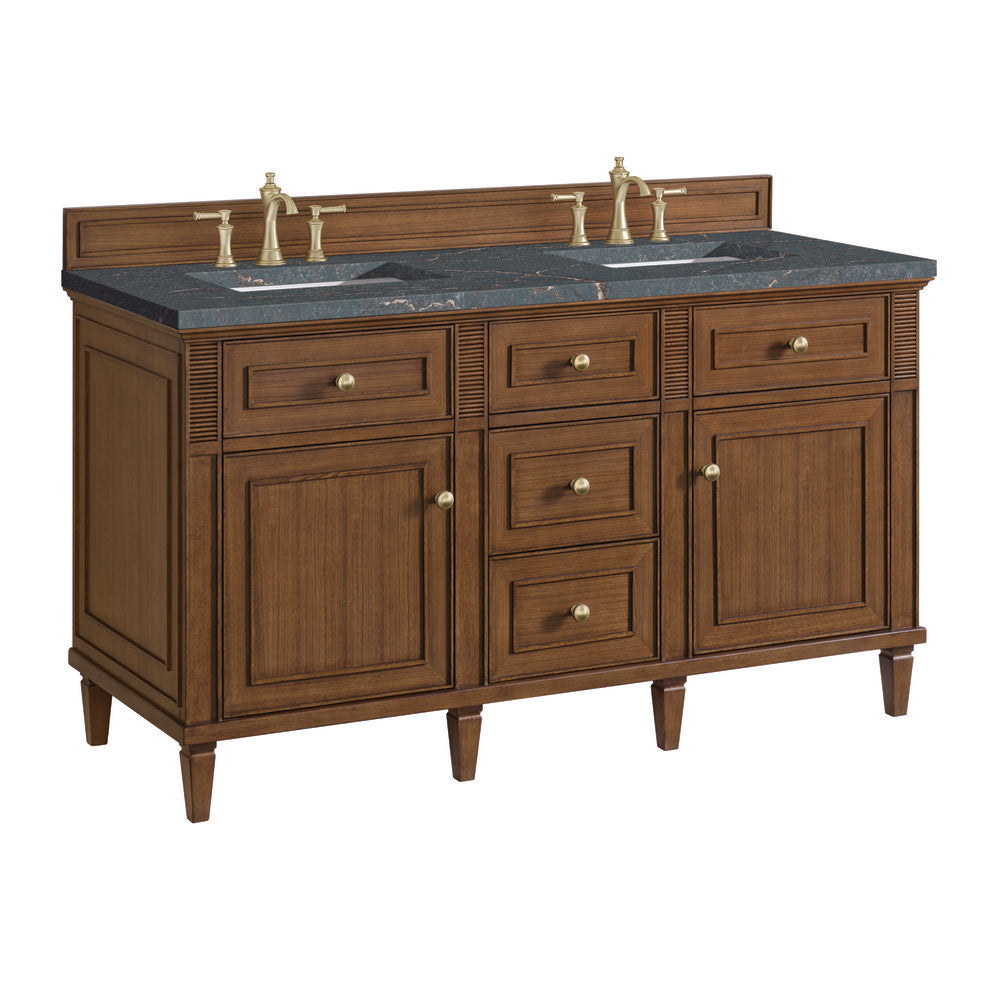 James Martin - Lorelai 60" Double Vanity, Mid-Century Walnut w/ 3 CM Parisien Bleu Silestone Top w/FreePower Wireless Charger - 424-V60D-WLT-FPBL view 11