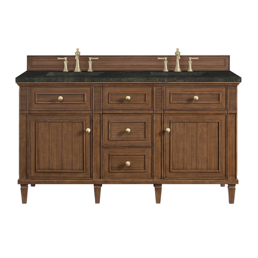 James Martin - Lorelai 60" Double Vanity, Mid-Century Walnut, w/ 3 CM Phantome Eclos Top - 424-V60D-WLT-3PHT view 1