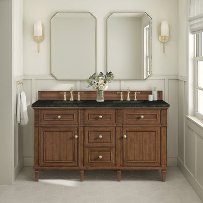 James Martin - Lorelai 60" Double Vanity, Mid-Century Walnut, w/ 3 CM Phantome Eclos Top - 424-V60D-WLT-3PHT view 3