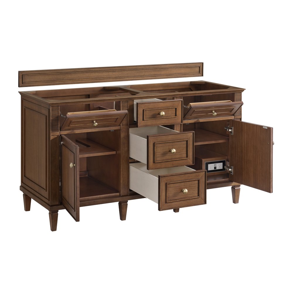 James Martin - Lorelai 60" Double Vanity, Mid-Century Walnut, w/ 3 CM Phantome Eclos Top - 424-V60D-WLT-3PHT view 8