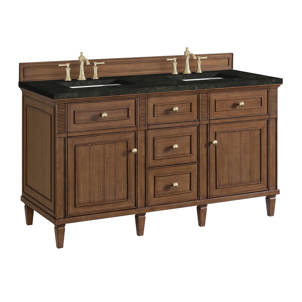 James Martin - Lorelai 60" Double Vanity, Mid-Century Walnut, w/ 3 CM Phantome Eclos Top - 424-V60D-WLT-3PHT view 10