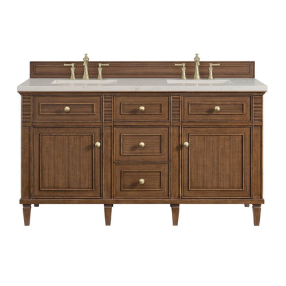 James Martin - Lorelai 60" Double Vanity, Mid-Century Walnut, w/ 3 CM Siberian Silestone Top - 424-V60D-WLT-3SFR view 1