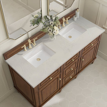 James Martin - Lorelai 60" Double Vanity, Mid-Century Walnut, w/ 3 CM Siberian Silestone Top - 424-V60D-WLT-3SFR view 7