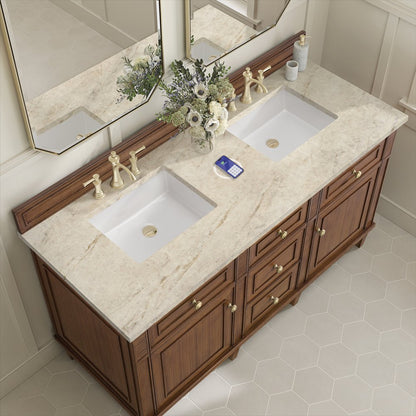 James Martin - Lorelai 60" Double Vanity, Mid-Century Walnut, w/ 3 CM Tajnar Eclos Top w/FreePower Wireless Charger - 424-V60D-WLT-FTJR view 7