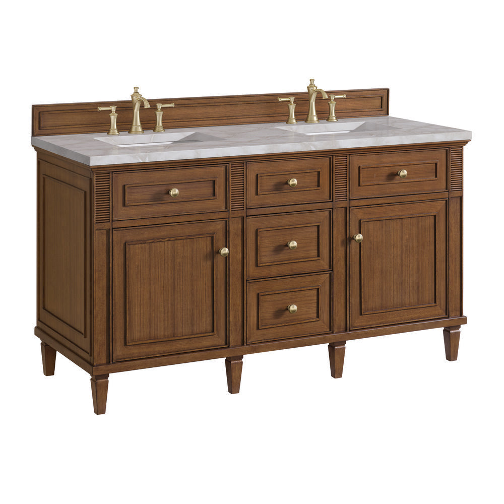 James Martin - Lorelai 60" Double Vanity, Mid-Century Walnut w/ 3 CM Victorian Silver Silestone Top w/FreePower Wireless Charger - 424-V60D-WLT-FVSL view 11