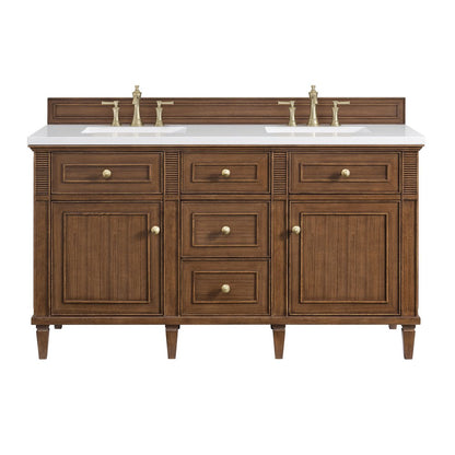 James Martin - Lorelai 60" Double Vanity, Mid-Century Walnut w/ 3 CM White Zeus Silestone Top - 424-V60D-WLT-3WZ view 1