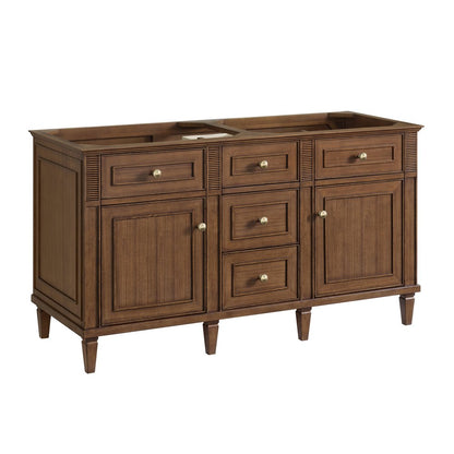 James Martin - Lorelai 60" Double Vanity, Mid-Century Walnut w/ 3 CM White Zeus Silestone Top - 424-V60D-WLT-3WZ view 2