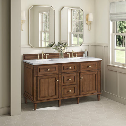 James Martin - Lorelai 60" Double Vanity, Mid-Century Walnut w/ 3 CM White Zeus Silestone Top - 424-V60D-WLT-3WZ view 4
