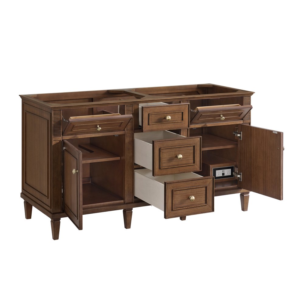 James Martin - Lorelai 60" Double Vanity, Mid-Century Walnut w/ 3 CM White Zeus Silestone Top - 424-V60D-WLT-3WZ view 10