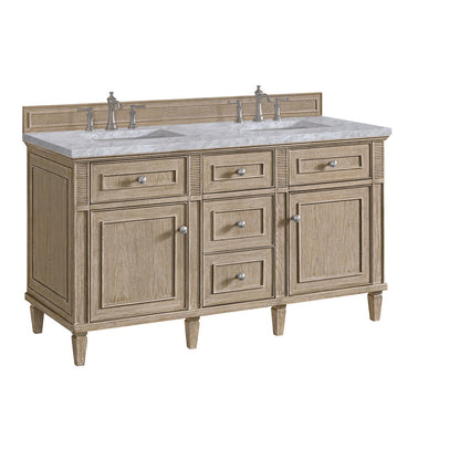 James Martin - Lorelai 60" Double Vanity, Whitewashed Oak w/ 3 CM Carrara White Marble Top - 424-V60D-WWO-3CAR view 10