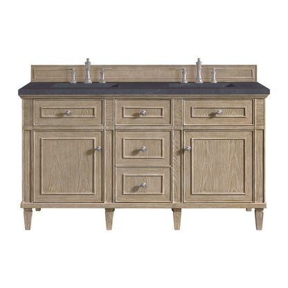 James Martin - Lorelai 60" Double Vanity, Whitewashed Oak w/ 3 CM Charcoal Soapstone Silestone Top - 424-V60D-WWO-3CSP view 1