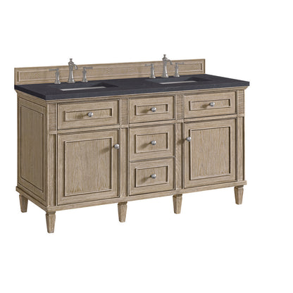 James Martin - Lorelai 60" Double Vanity, Whitewashed Oak w/ 3 CM Charcoal Soapstone Silestone Top - 424-V60D-WWO-3CSP view 10