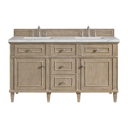 James Martin - Lorelai 60" Double Vanity, Whitewashed Oak w/ 3 CM Ethereal Noctis Silestone Top - 424-V60D-WWO-3ENC view 1