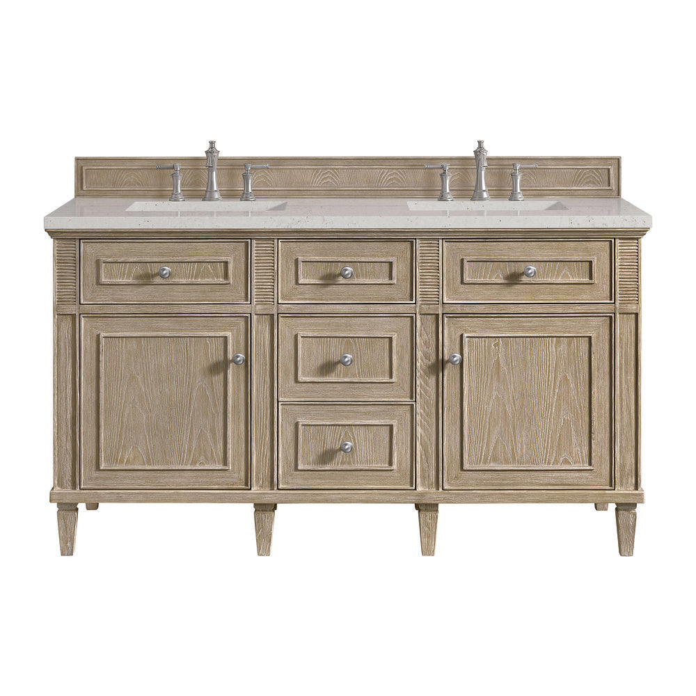 James Martin - Lorelai 60" Double Vanity, Whitewashed Oak w/ 3 CM Lime Delight Silestone Top - 424-V60D-WWO-3LDL view 1