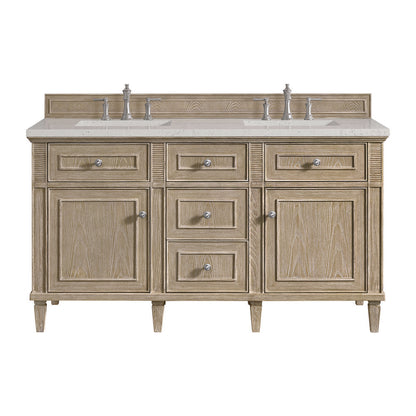 James Martin - Lorelai 60" Double Vanity, Whitewashed Oak w/ 3 CM Lime Delight Silestone Top - 424-V60D-WWO-3LDL view 1