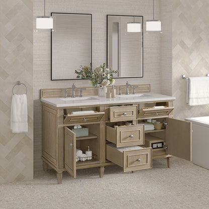 James Martin - Lorelai 60" Double Vanity, Whitewashed Oak w/ 3 CM Lime Delight Silestone Top - 424-V60D-WWO-3LDL view 5